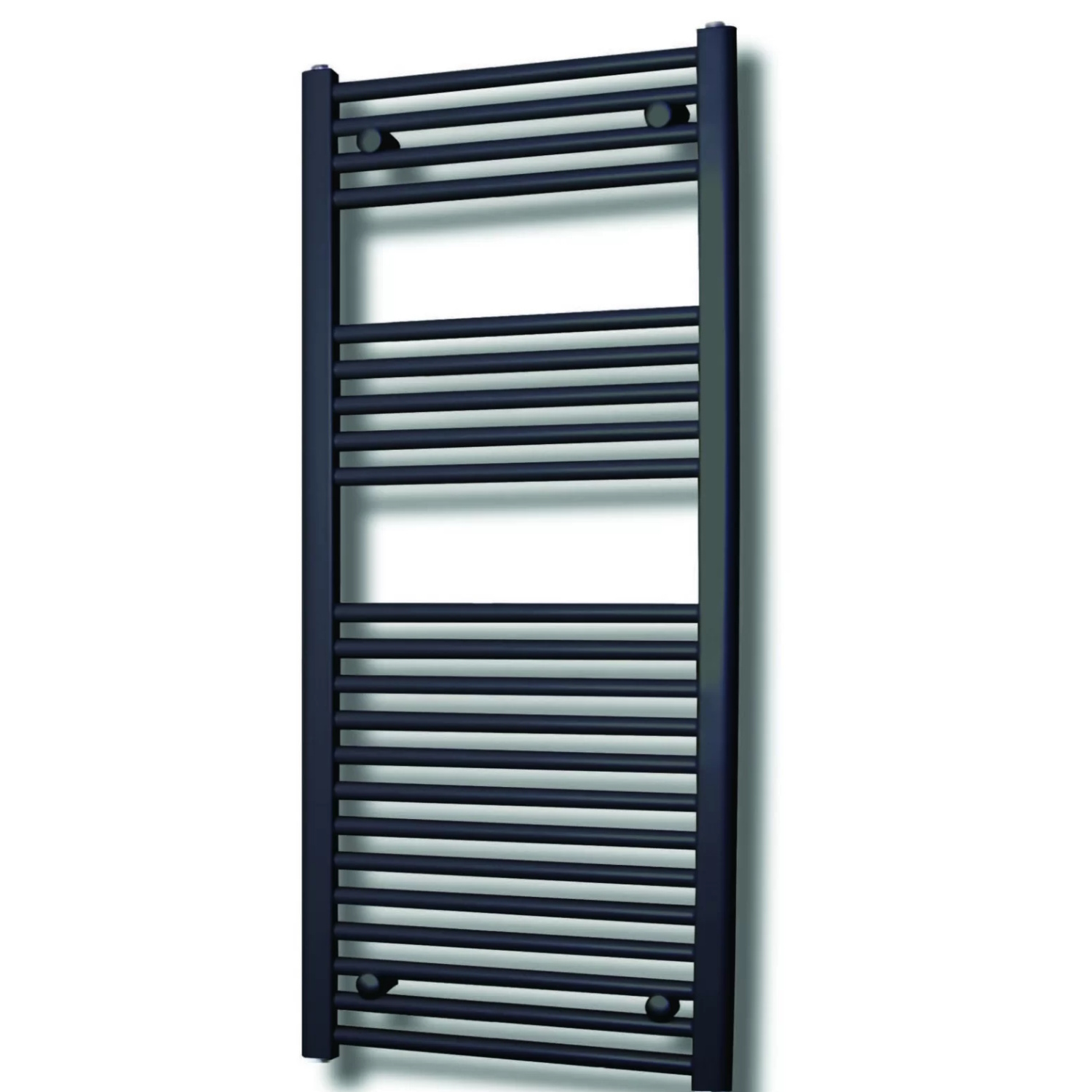 Elektrische Design Radiator Sanicare Plug & Play 111,8x45 cm Mat Zwart 596 Watt Met Chroom Thermosta