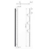 Elektrische Design Radiator Sanicare Plug & Play 172x45 cm Mat Zwart 920 Watt Met Zwart Thermostaat Links