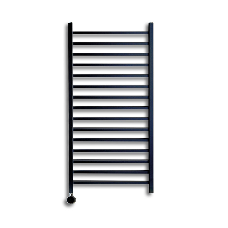 Elektrische Radiator Sanicare Qubic 126.4x60 cm Mat Zwart Met Zwarte Thermostaat 773 Watt