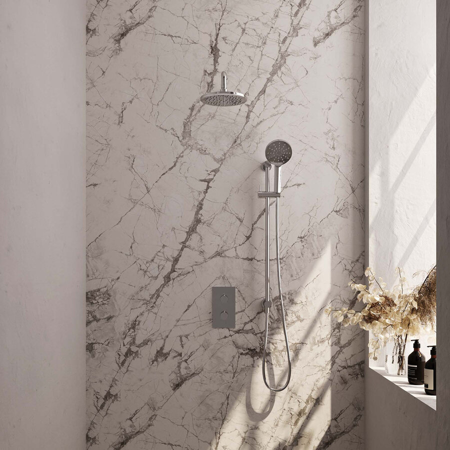 Inbouw Regendouche Set Brauer Chrome Edition Gebogen Wanduitloop Ronde Hoofddouche 20 cm Met Glijstang en Handdouche 3 Standen