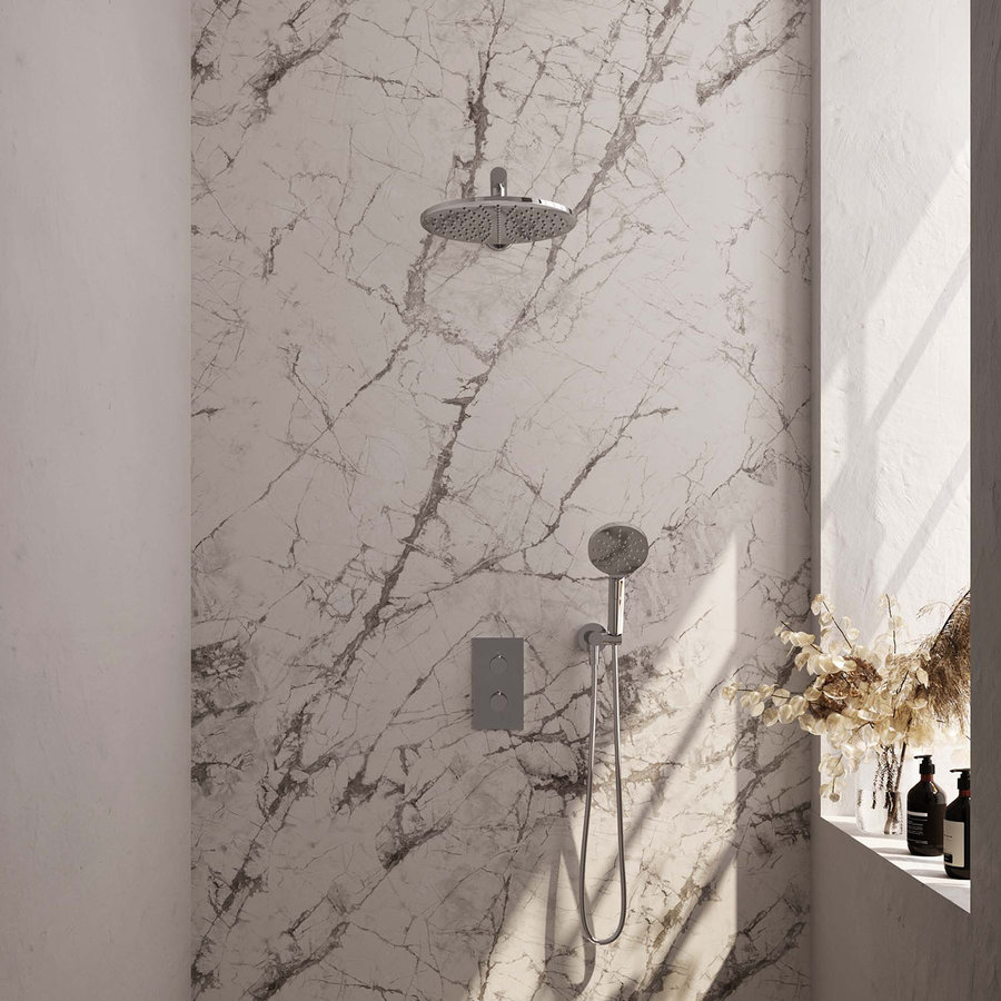 Inbouw Regendouche Set Brauer Chrome Edition Wanduitloop Ronde Hoofddouche 30 cm Met Handdouche 3 Standen