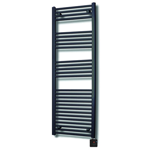 Elektrische Design Radiator Sanicare Plug & Play 172x45 cm Mat Zwart 596 Watt Met Chroom Thermostaat En Bluetooth Links 