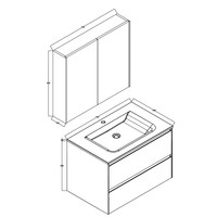 Badkamermeubelset Sanimar Murcia 75 cm Inclusief Spiegelkast Wit