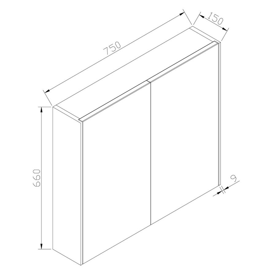 Badkamermeubelset Sanimar Murcia 75 cm Inclusief Spiegelkast Rustiek Licht Eiken