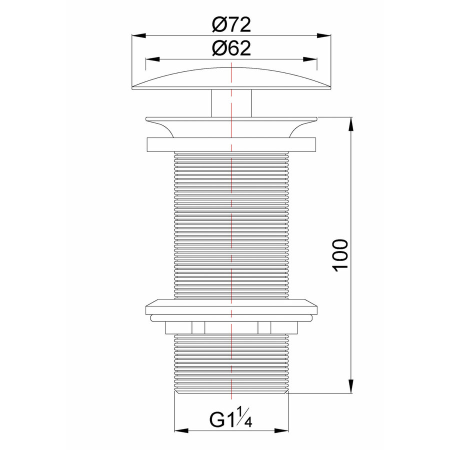 Vaste Waste Wiesbaden Caral Verlengd 5/4" Mat Zwart