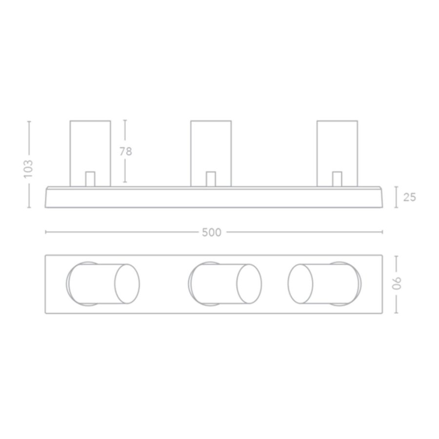 Plafond/Wandlamp Bellezza Bagno Dex IP44 50x10,3x9 cm LED Mat Wit