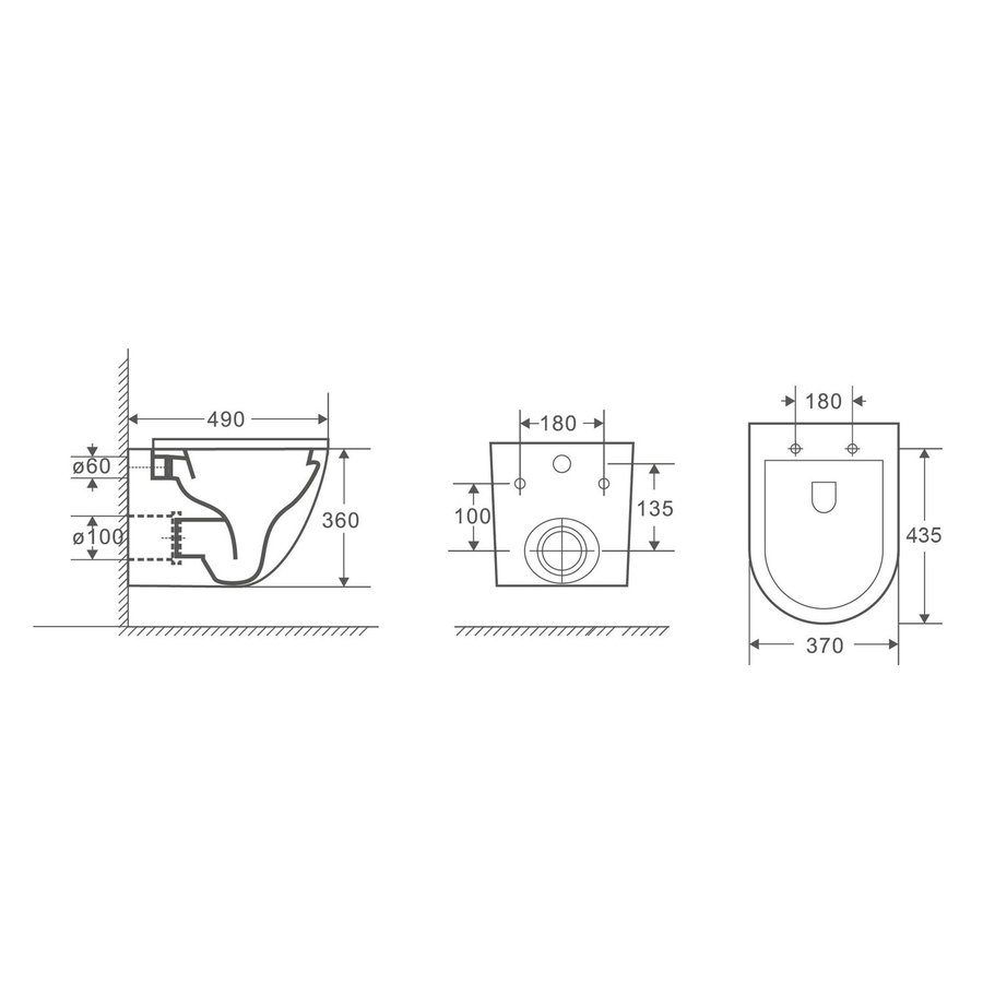 Wandcloset Aquasplash Genova Rimless Glans Wit (Inclusief Softclose Quickrelease Bril)