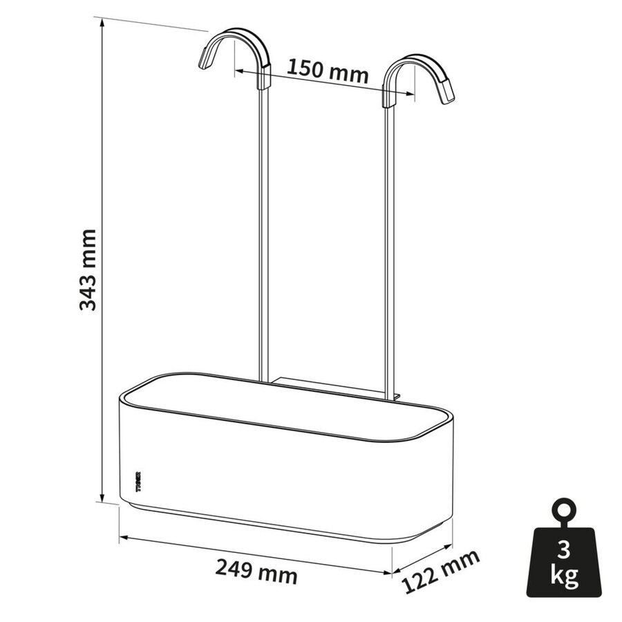 Ophangbaar Doucherek Tiger 2-Store voor Douchekraan 25 cm Zwart