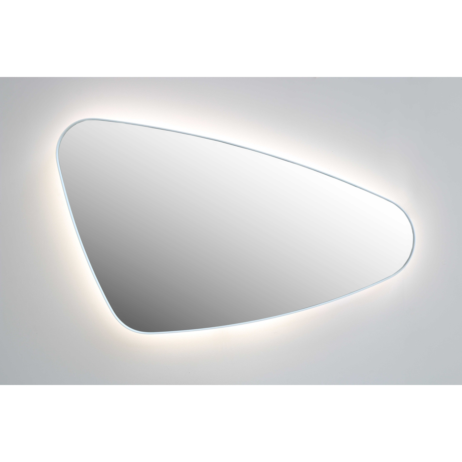 Spiegel Organisch INK SP23 100x60 cm Met Verlichting en Spiegelverwarming Rechts Geborsteld RVS Ink