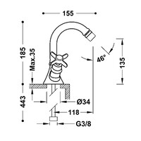 Bidetmengkraan Tres Clasic 2 Kruisgreep Chroom