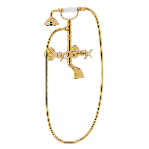 Douchemengkraan Tres Clasic 2 Kruisgreep Incl Handdouche met Steun Goud 