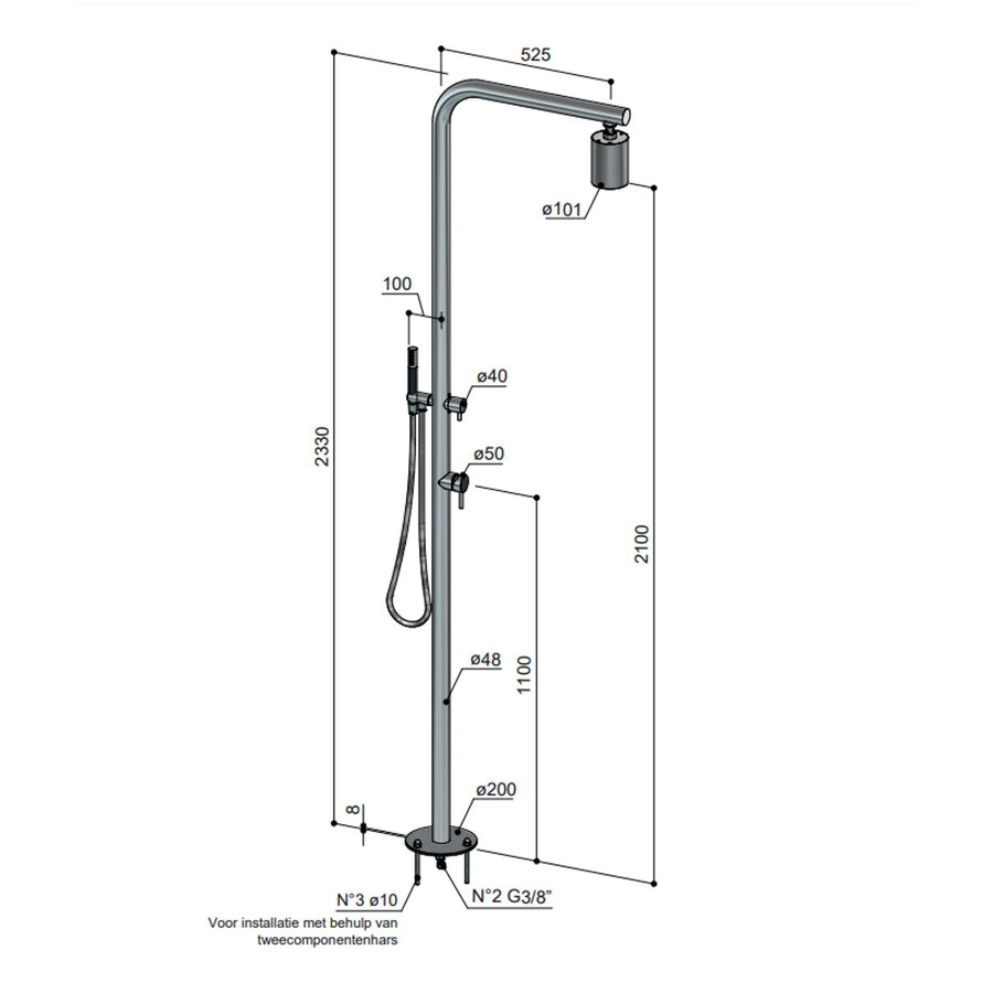 Buitendouche Hotbath Archie Met Handdouche en Beam Hoofddouche RVS316
