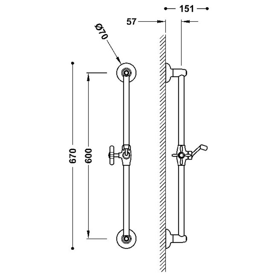 Glijstang Tres Clasic 60 cm Verouderd Messing