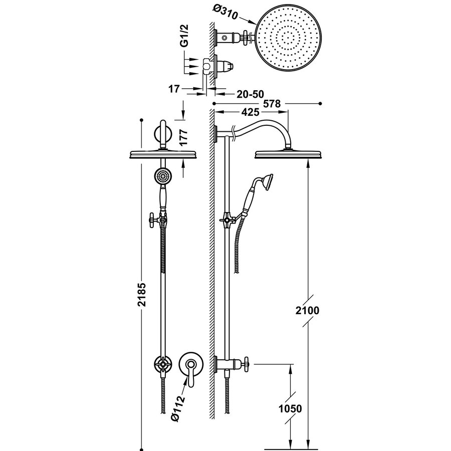 Douchekraanset Tres Clasic Inbouw Mengkraan Chroom