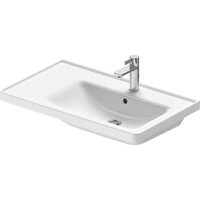 Wastafel Duravit D-Neo Rand Overloop Kraanvlak 1 Kraangat 80 cm Hoogglans Wit Rechts