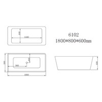 NIET MEER LEVERBAAR BWS Vrijstaand Ligbad | Aloni Quadro | Acryl | 180x80x60cm | met waste | Hoogglans Wit