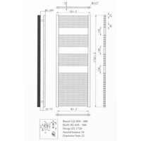 Radiator Elektrisch Met Bluetooth Sanicare Denso 180 x 40 cm Mat Wit