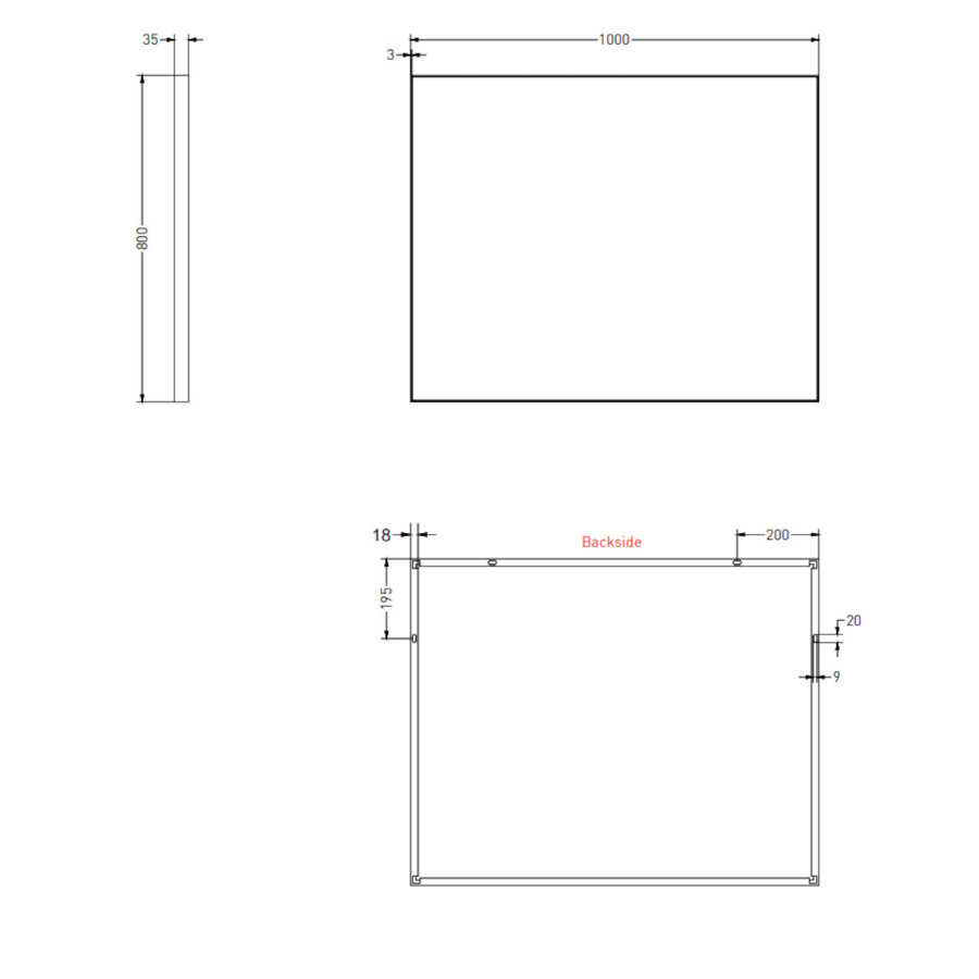 Spiegel Ink SP18 Rechthoek In Stalen Kader 100 x 4 x 80 cm Mat Zwart