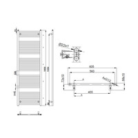 Handdoekradiator Sapho DIRECT & ORBIT Recht 186.8x60 cm Wit