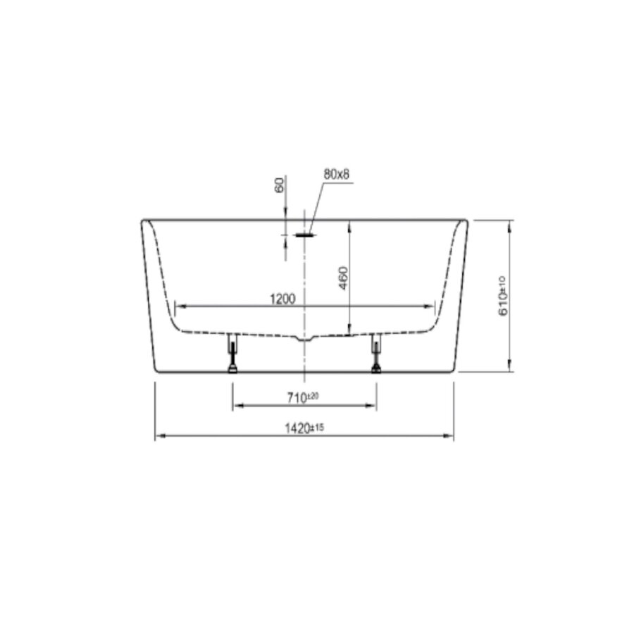 Ligbad Back To Wall Plieger Kansas 155x80x60 Cm Glanzend Wit
