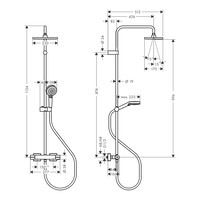 Regendouche set HansGrohe Vernis Shape Showerpipe 230 1 Jet met Douchethermostaat EcoSmart Mat Zwart