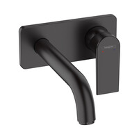 Wastafelmengkraan Eengreeps Inbouw HansGrohe Vernis Shape Voor Wandmontage Voorsprong 20.7 cm Mat Zwart
