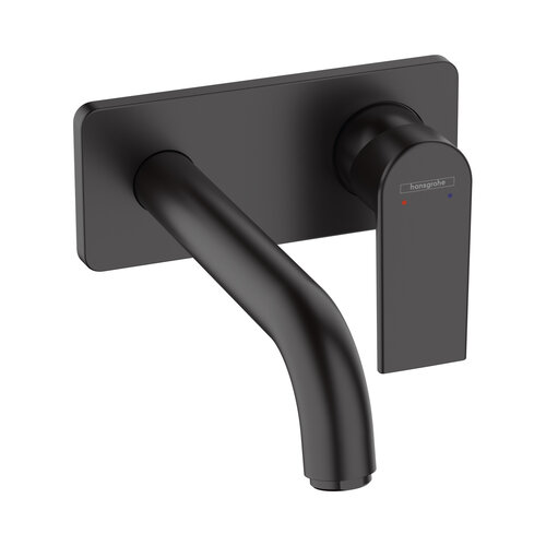 Wastafelmengkraan Eengreeps Inbouw HansGrohe Vernis Shape Voor Wandmontage Voorsprong 20.7 cm Mat Zwart 