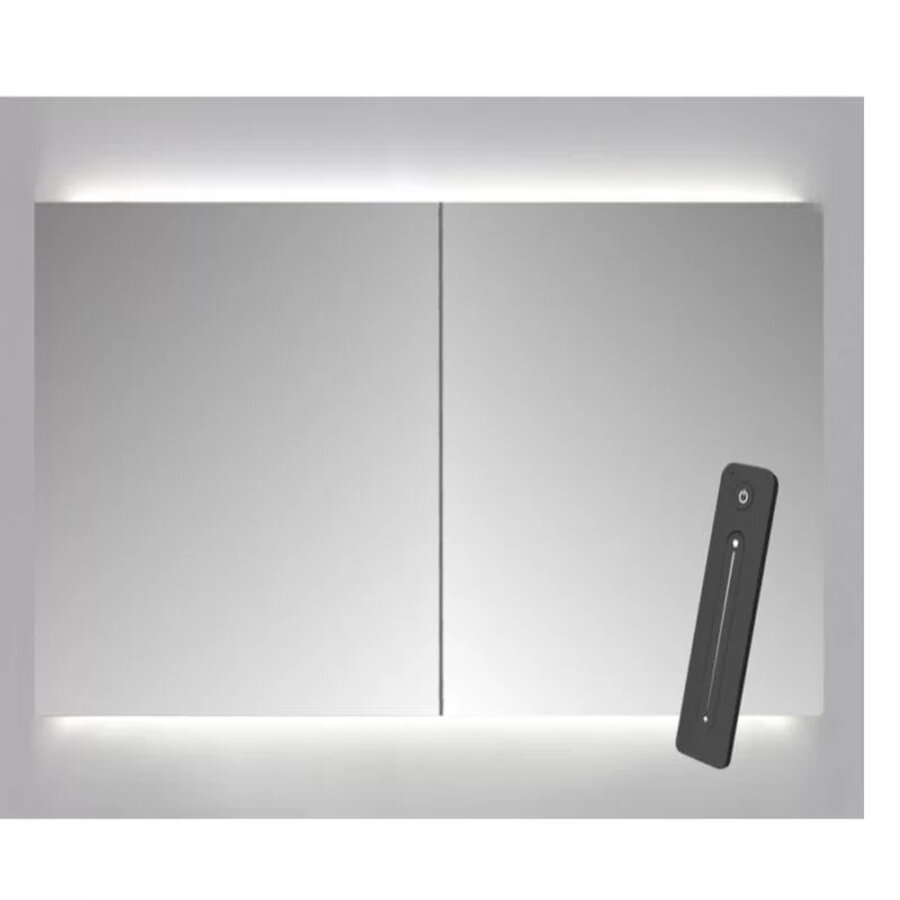 Spiegelkast Sanicare Qlassics Ambiance 70x60 cm Met Dubbelzijdige Spiegeldeuren, LED Verlichting En Afstandsbediening Hoogglans Wit