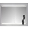 Sanicare Spiegelkast Sanicare Qlassics Ambiance 70x60 cm Met Dubbelzijdige Spiegeldeuren, LED Verlichting En Afstandsbediening Grey Wood