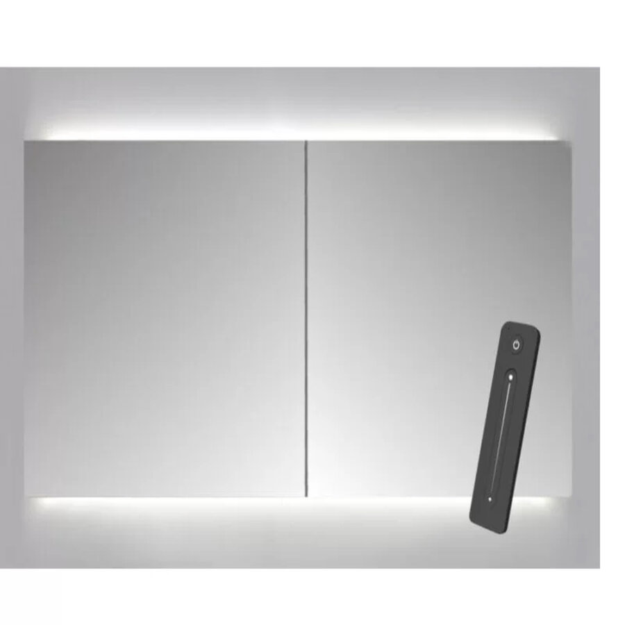 Spiegelkast Sanicare Qlassics Ambiance 100x60 cm Met Dubbelzijdige Spiegeldeuren, LED Verlichting En Afstandsbediening Belluno Eiken