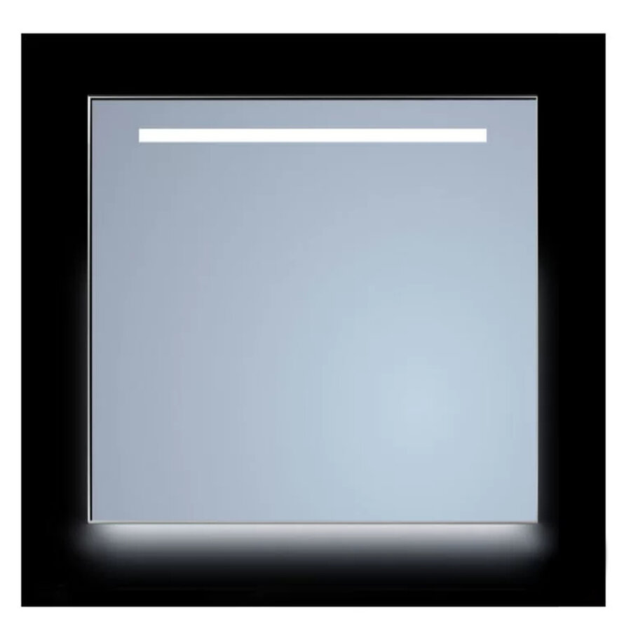 Spiegel Sanicare Q-Mirrors 120x70cm Vierkant met verlichting Mat Zwart