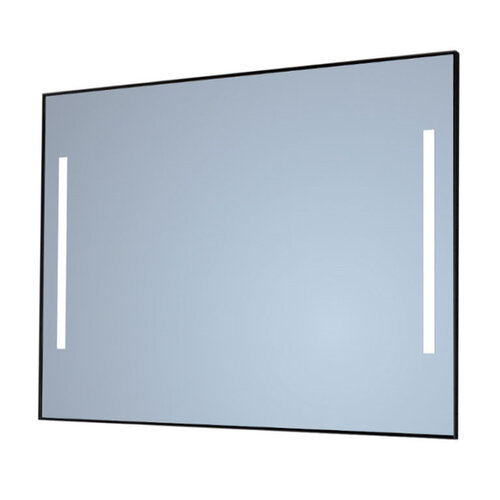 Spiegel Sanicare Q-Mirrors 120x70 cm Vierkant Met Links & Rechts LED Cold White, Omlijsting Mat Zwart incl. ophangmateriaal Zonder Schakelaar 