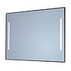 Sanicare Spiegel Sanicare Q-Mirrors 100x70 cm Vierkant Met Links & Rechts LED Cold White, Omlijsting Mat Zwart incl. ophangmateriaal Met Afstandsbediening