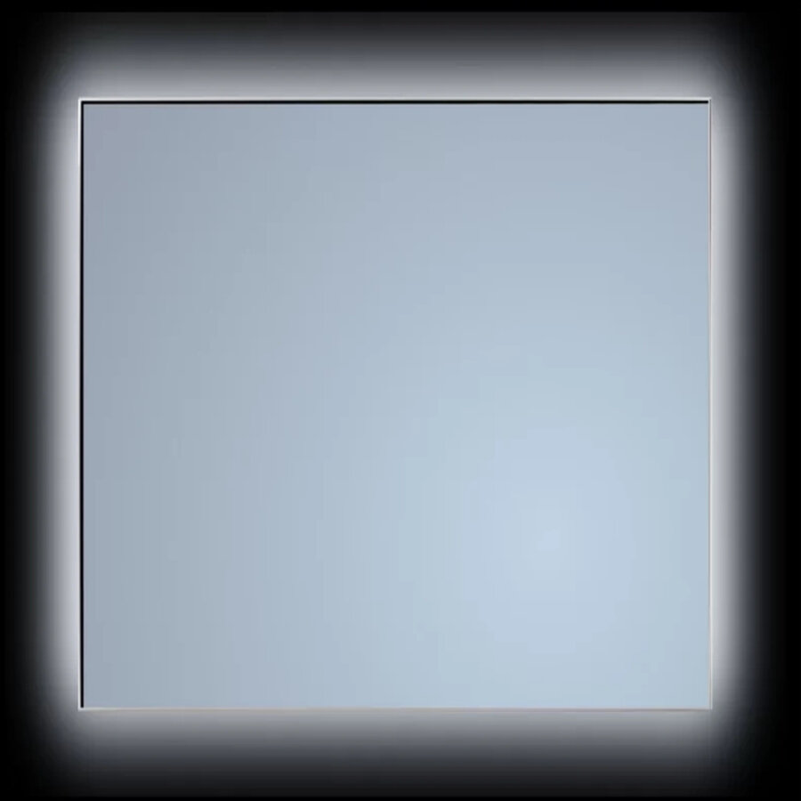 Spiegel Sanicare Q-Mirrors 75x70 cm Vierkant Met Rondom LED Warm White, Omlijsting Aluminium incl. ophangmateriaal Zonder Schakelaar