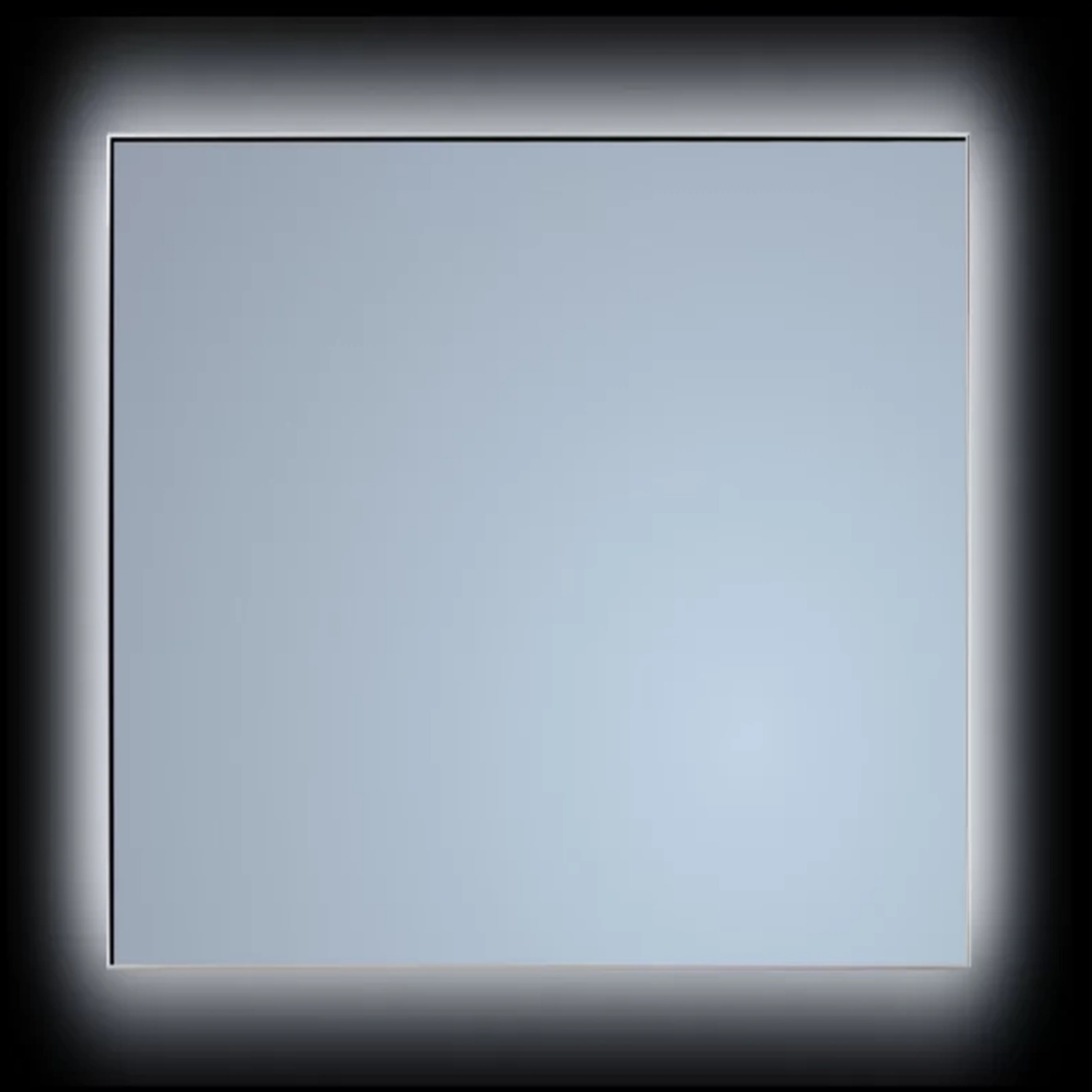 Spiegel Sanicare Q-Mirrors 75x70 cm Vierkant Met Rondom LED Warm White, Omlijsting Aluminium incl. ophangmateriaal Zonder Schakelaar Sanicare