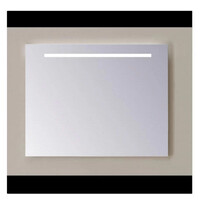 Spiegel Sanicare Q-Mirrors 75x60 cm PP-Geslepen Vierkant Met Aan De Bovenkant Gezandstraalde Strook LED Warm White en Afstandsbediening incl. ophangmateriaal