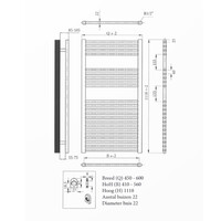 Radiator Sanicare Snode Met Wifi 111,8 x 60 cm Mat Zwart Met Thermostaat Zwart