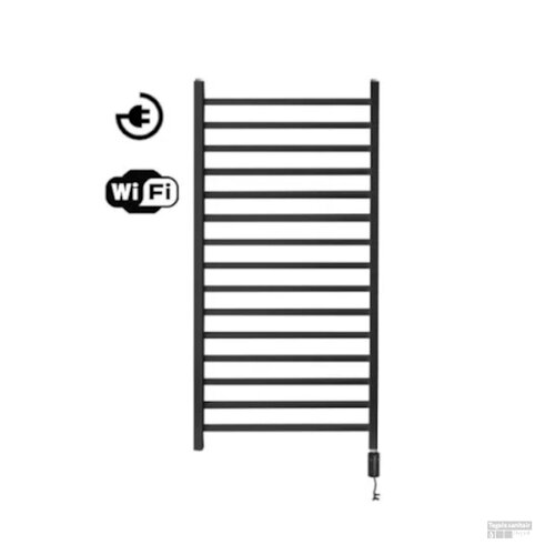 Radiator Sanicare Qubic Met Wifi 126,4 x 60 cm Mat Zwart Met Thermostaat Zwart 