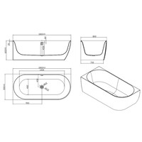 Half Vrijstaand Hoekbad Sanilux Moon Links 180x80x60 Wit