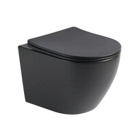 Wandcloset Sanilux Color Line Rimless 49x37x37 CM Met Slim Flatline Softclose Zitting Mat Zwart