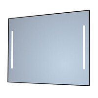 Spiegel Sanicare Q-Mirrors 65x70 cm Vierkant Met Links & Rechts LED Warm White, Omlijsting Mat Zwart incl. ophangmateriaal Met Afstandsbediening