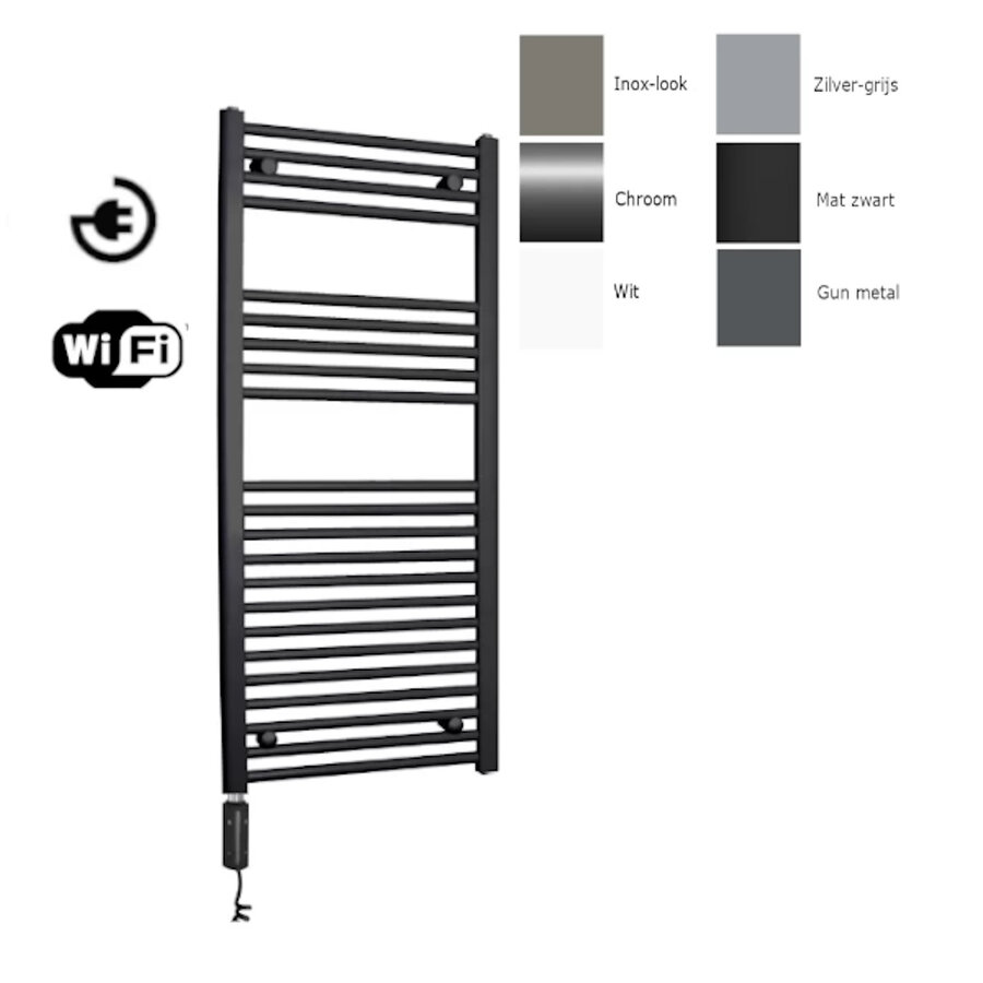 Radiator Sanicare Snode Met Wifi 111,8 x 45 cm Zilver-Grijs Met Thermostaat Zwart