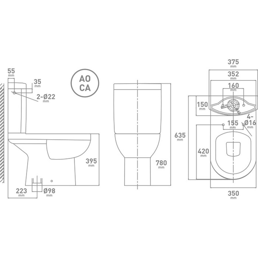 Duoblok VM Cobra Compleet Staand Toilet (AO) Met Softclose Zitting en Spoelbak