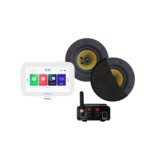 Music Center Aquasound N-Joy Controller (IPX7) + Wand Lader + Samba 4065 Speakerset + Wifi-Audio Versterker 50 Watt Zwart 