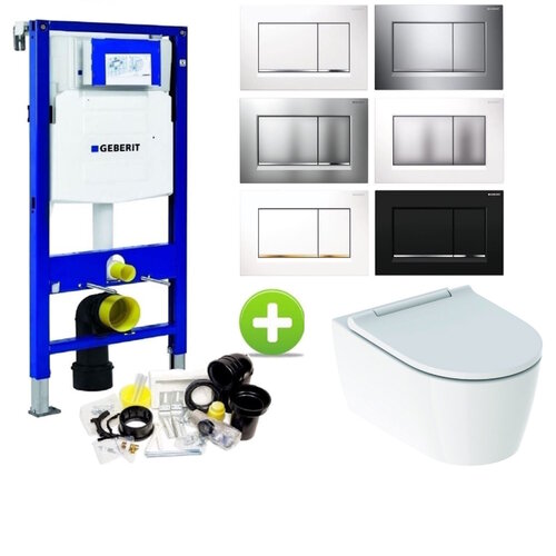 Geberit UP320 Toiletset set69 Geberit ONE Rimless Diepspoel Turboflush Wit met Sigma 30 drukplaat 