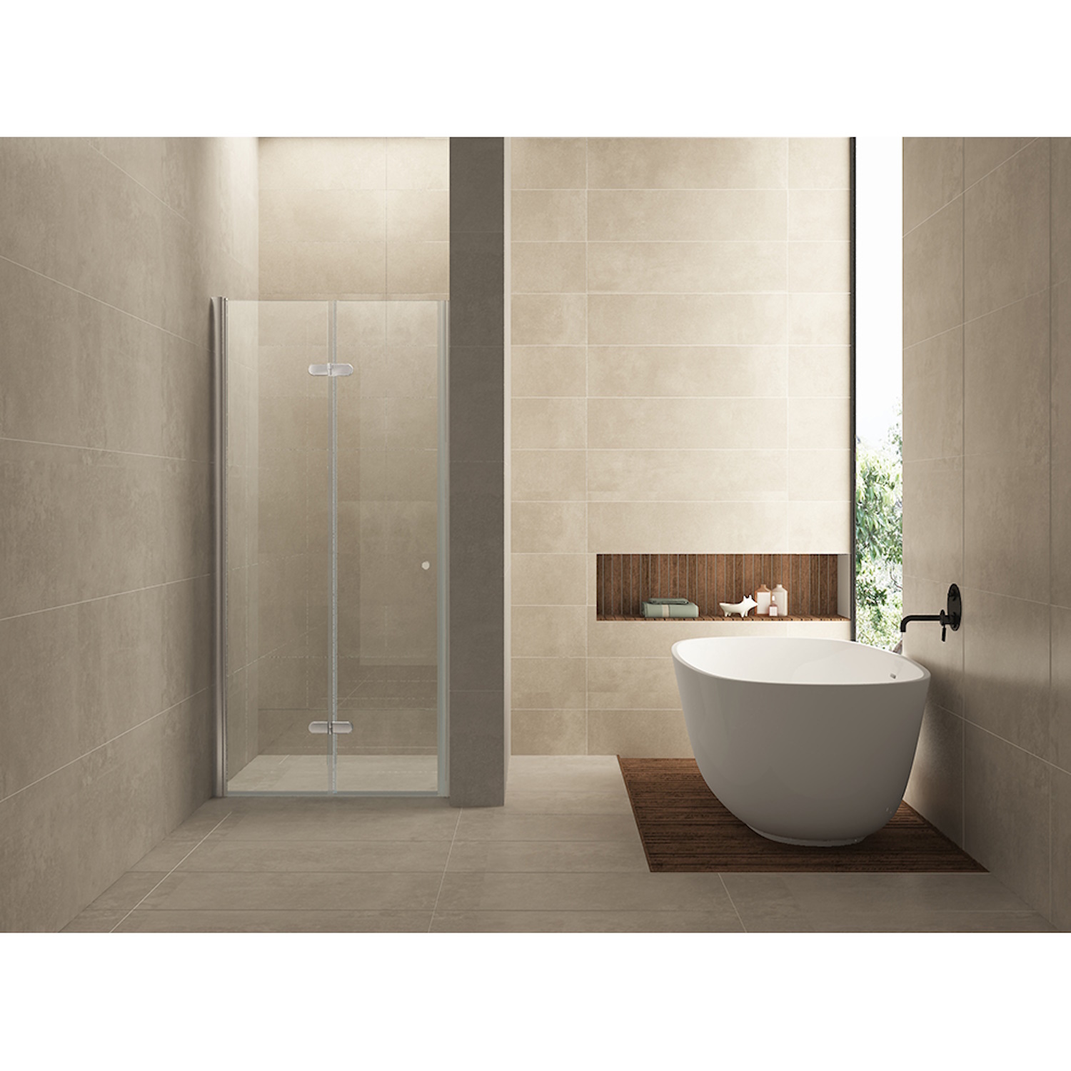 Wiesbaden vouwbare nisdeur 800x2020 links 8 mm NANO glas