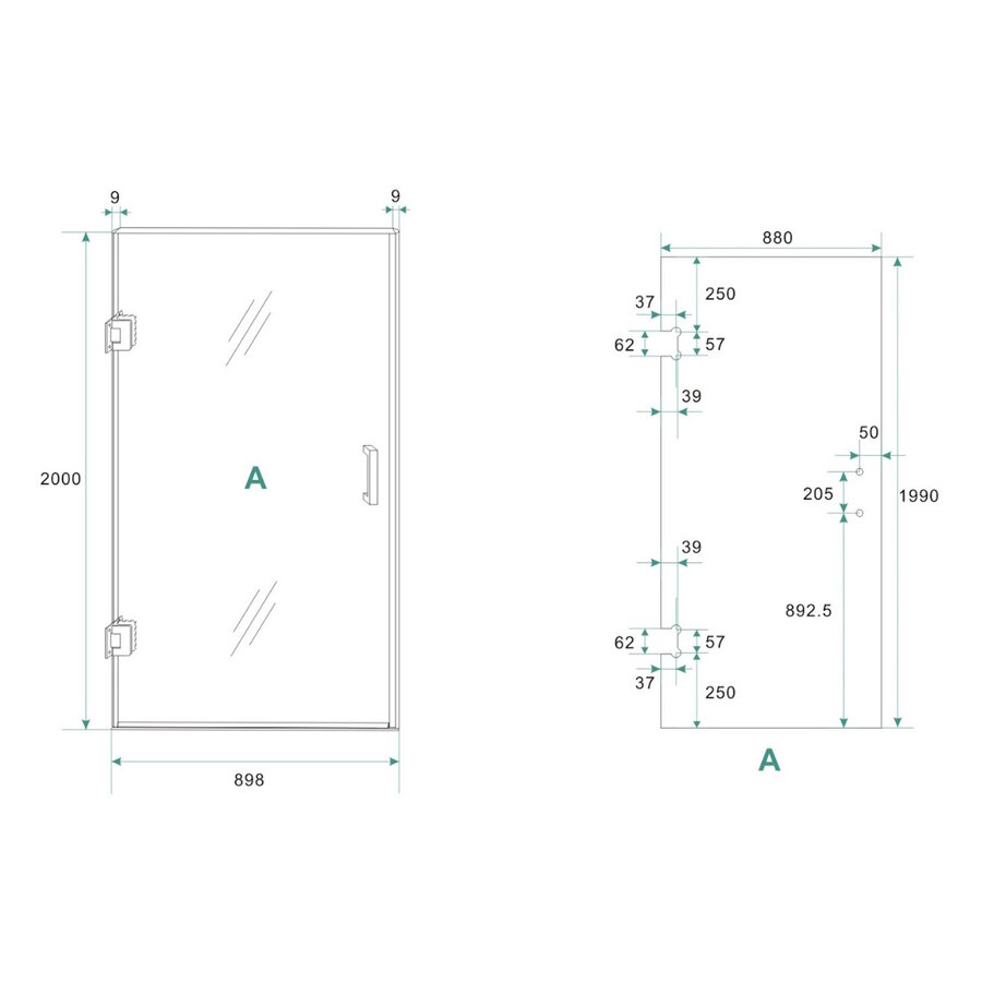 Wiesbaden profielloze nisdeur 900x2000 8mm NANO glas