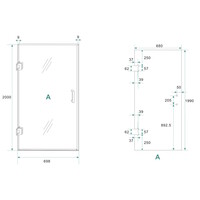 Wiesbaden profielloze nisdeur 700x2000 8mm NANO glas