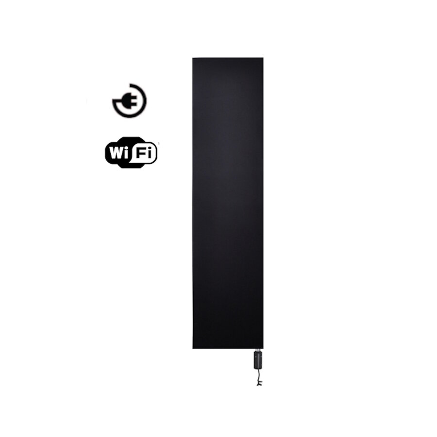 Radiator Sanicare Denso Met WiFi 180 x 40 cm Mat Zwart Met Thermostaat Chroom Linksonder