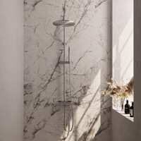 Regendoucheset Opbouw Brauer Brushed Carving 30 cm Thermostatisch met Staaf Handdouche Geborsteld RVS